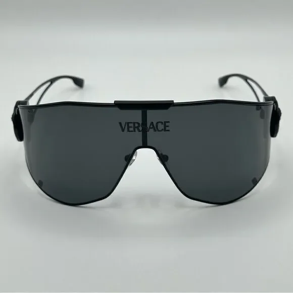 Versace VE2268 143387 Shield Sunglasses – Matte Black/Dark Grey Versace VE2268 143387 Sunglasses Matte Black/Dark Grey  main image 3